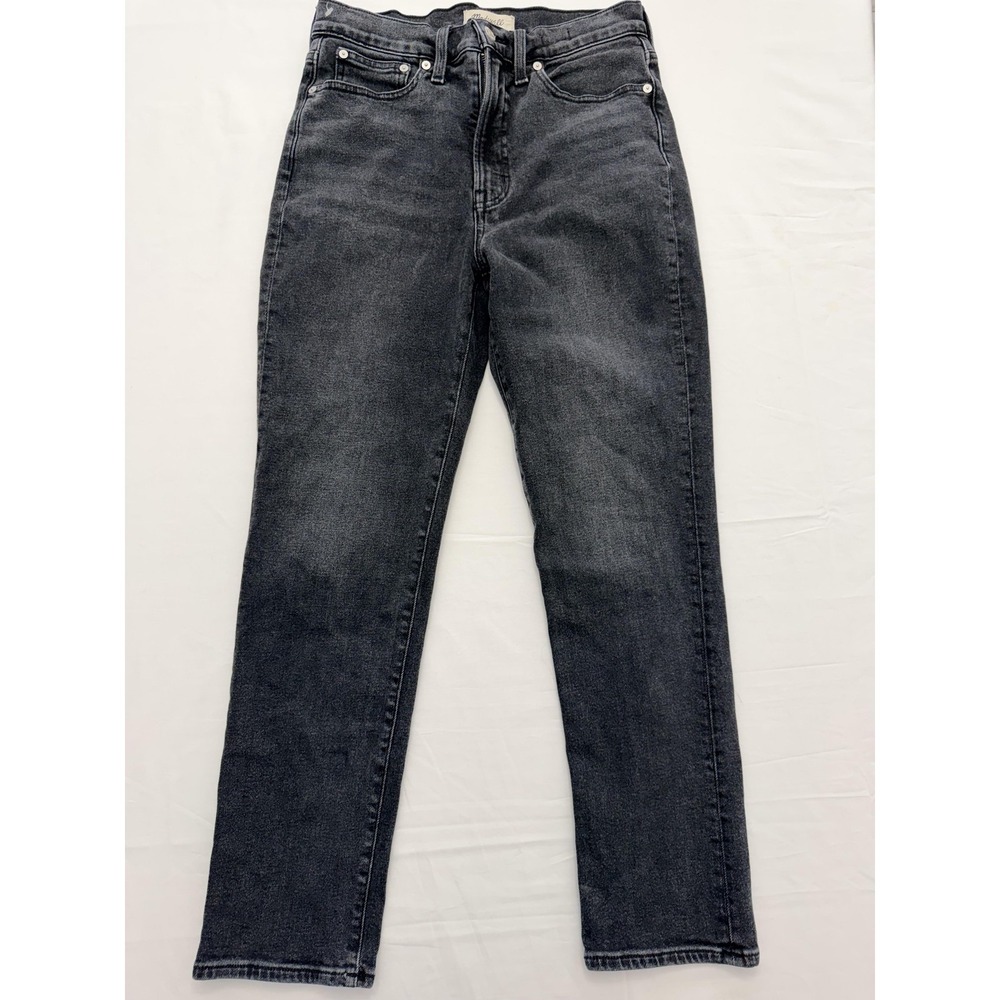 Madewell Perfect Vintage Jeans Womens 27 Gray Dark Wash High Rise Straight 27x28